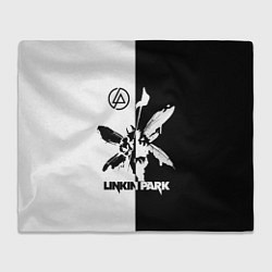 Плед флисовый Linkin Park логотип черно-белый, цвет: 3D-велсофт