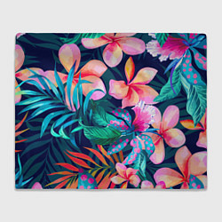 Плед флисовый Яркие тропические цветы Лето, цвет: 3D-велсофт