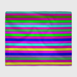 Плед флисовый Multicolored neon bright stripes, цвет: 3D-велсофт