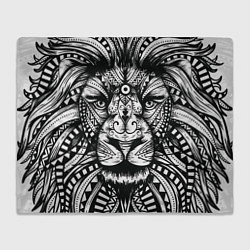 Плед флисовый Черно белый Африканский Лев Black and White Lion, цвет: 3D-велсофт