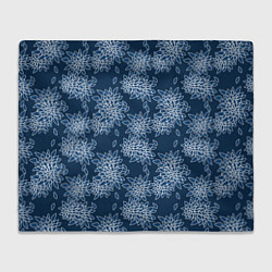 Плед флисовый Темно-синий цветочный узор pattern, цвет: 3D-велсофт