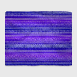 Плед флисовый Узор в стиле бохо на фиолетовом фоне, цвет: 3D-велсофт