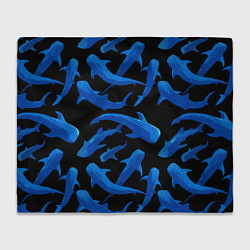 Плед флисовый Стая акул - паттерн, цвет: 3D-велсофт