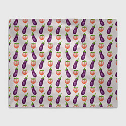 Плед флисовый Баклажаны и персики паттерн, цвет: 3D-велсофт