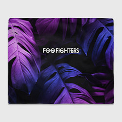 Плед флисовый Foo Fighters neon monstera, цвет: 3D-велсофт