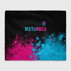 Плед флисовый Disturbed - neon gradient: символ сверху, цвет: 3D-велсофт