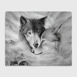 Плед флисовый Love: Волк и волчица, цвет: 3D-велсофт