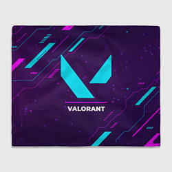 Плед флисовый Символ Valorant в неоновых цветах на темном фоне, цвет: 3D-велсофт