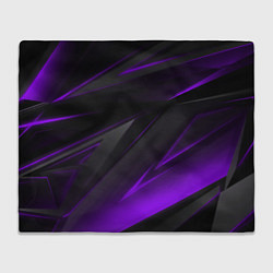 Плед флисовый Черно-фиолетовая геометрическая абстракция, цвет: 3D-велсофт