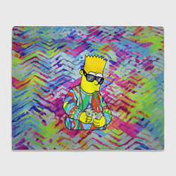 Плед флисовый Барт Симпсон в тёмных очках считает бабло, цвет: 3D-велсофт