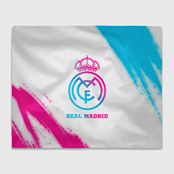 Плед флисовый Real Madrid neon gradient style, цвет: 3D-велсофт