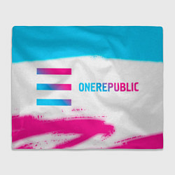 Плед флисовый OneRepublic neon gradient style: надпись и символ, цвет: 3D-велсофт