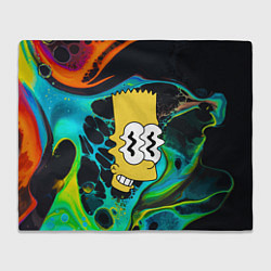 Плед флисовый Голова Барта Симпсона - глитч, цвет: 3D-велсофт