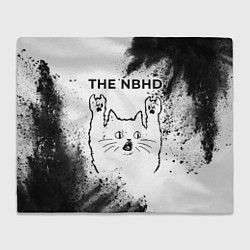 Плед флисовый The Neighbourhood рок кот на светлом фоне, цвет: 3D-велсофт