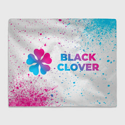 Плед флисовый Black Clover neon gradient style: надпись и символ, цвет: 3D-велсофт