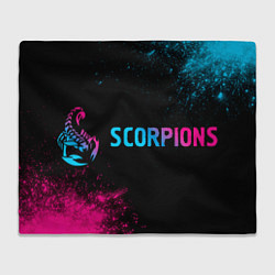 Плед флисовый Scorpions - neon gradient: надпись и символ, цвет: 3D-велсофт