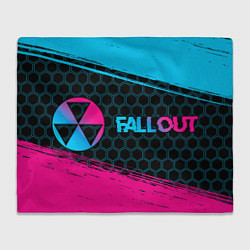 Плед флисовый Fallout - neon gradient: надпись и символ, цвет: 3D-велсофт