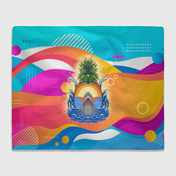 Плед флисовый Акула и ананас, цвет: 3D-велсофт