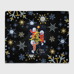 Плед флисовый Новый год мальчики космонавты, цвет: 3D-велсофт