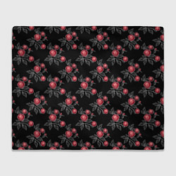 Плед флисовый Акварельные розы на черном, цвет: 3D-велсофт