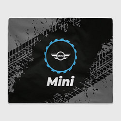 Плед флисовый Mini в стиле Top Gear со следами шин на фоне, цвет: 3D-велсофт