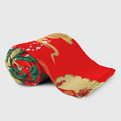 Плед флисовый Японский пейзаж на красном, цвет: 3D-велсофт — фото 2