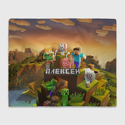 Плед флисовый Алексей Minecraft, цвет: 3D-велсофт
