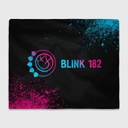 Плед флисовый Blink 182 - neon gradient: надпись и символ, цвет: 3D-велсофт