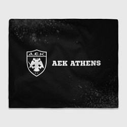 Плед флисовый AEK Athens sport на темном фоне: надпись и символ, цвет: 3D-велсофт