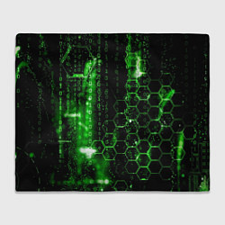 Плед флисовый Зелёный программный код, цвет: 3D-велсофт