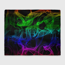 Плед флисовый Разноцветный неоновый дым, цвет: 3D-велсофт