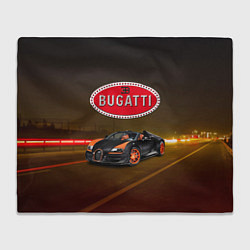 Плед флисовый Bugatti на ночной дороге, цвет: 3D-велсофт