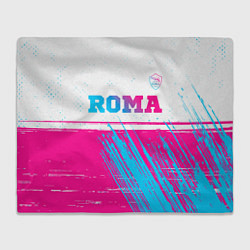 Плед флисовый Roma neon gradient style: символ сверху, цвет: 3D-велсофт