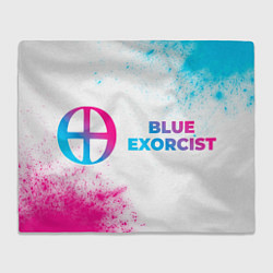 Плед флисовый Blue Exorcist neon gradient style: надпись и симво, цвет: 3D-велсофт
