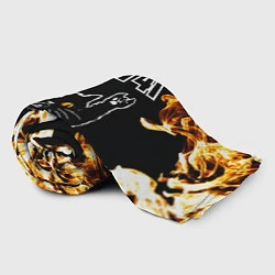 Плед флисовый Sum41 рок кот и огонь, цвет: 3D-велсофт — фото 2