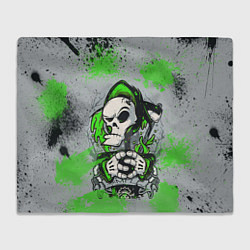 Плед флисовый Slipknot скелет green, цвет: 3D-велсофт