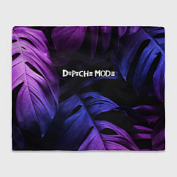 Плед флисовый Depeche Mode neon monstera, цвет: 3D-велсофт