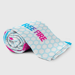 Плед флисовый Free Fire neon gradient style: надпись и символ, цвет: 3D-велсофт — фото 2