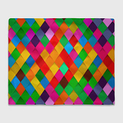 Плед флисовый Цветные лоскуты - пэчворк, цвет: 3D-велсофт