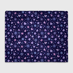 Плед флисовый Новогодние сердечки, цвет: 3D-велсофт