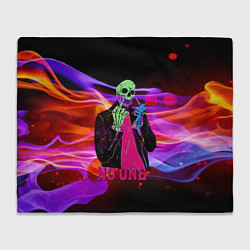 Плед флисовый Никто - Skull - Flame, цвет: 3D-велсофт