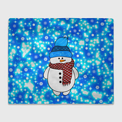 Плед флисовый Снеговик в шапке, цвет: 3D-велсофт