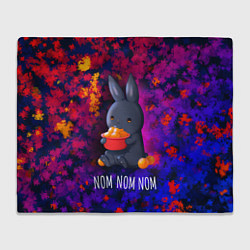Плед флисовый Кролик с мандаринами - Nom nom nom, цвет: 3D-велсофт