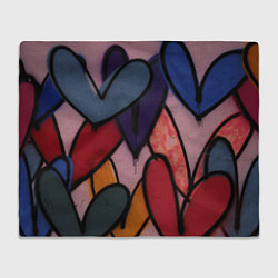 Плед флисовый Граффити сердца, цвет: 3D-велсофт