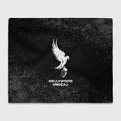 Плед флисовый Hollywood Undead с потертостями на темном фоне, цвет: 3D-велсофт