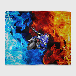 Плед флисовый Yamaha мотогонки - огонь инь-янь, цвет: 3D-велсофт