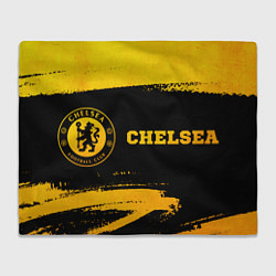 Плед флисовый Chelsea - gold gradient: надпись и символ, цвет: 3D-велсофт