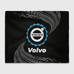 Плед флисовый Volvo в стиле Top Gear со следами шин на фоне, цвет: 3D-велсофт