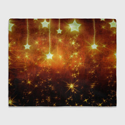 Плед флисовый Золотистае звёзды, цвет: 3D-велсофт