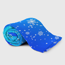 Плед флисовый Снежинки на голубом фоне, цвет: 3D-велсофт — фото 2